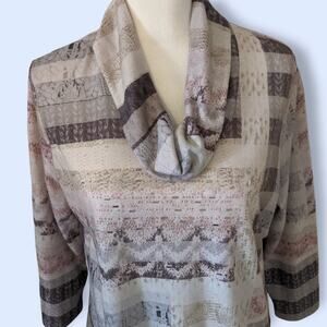 Cowl Tunic Gray Print Size XL Bling BLEU